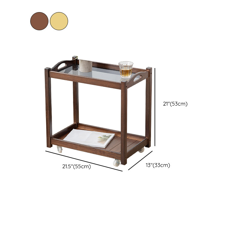 Contemporary Solid Wood with Shelf Rectangular Double Tier Side Table