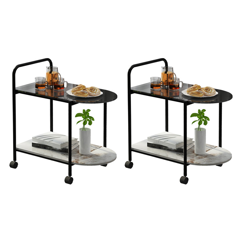 Modern Glass Top Side Table 27.55-inch 4 Legs End Table with Casters
