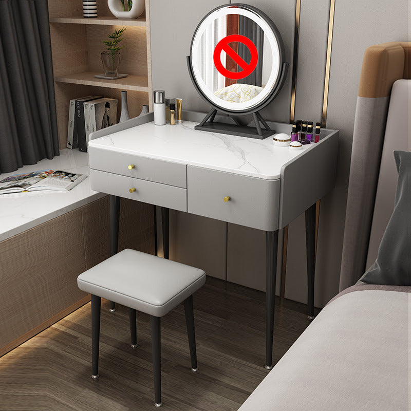 3 Drawers Make-up Vanity with Stool Stone Top Modern Dressing Table