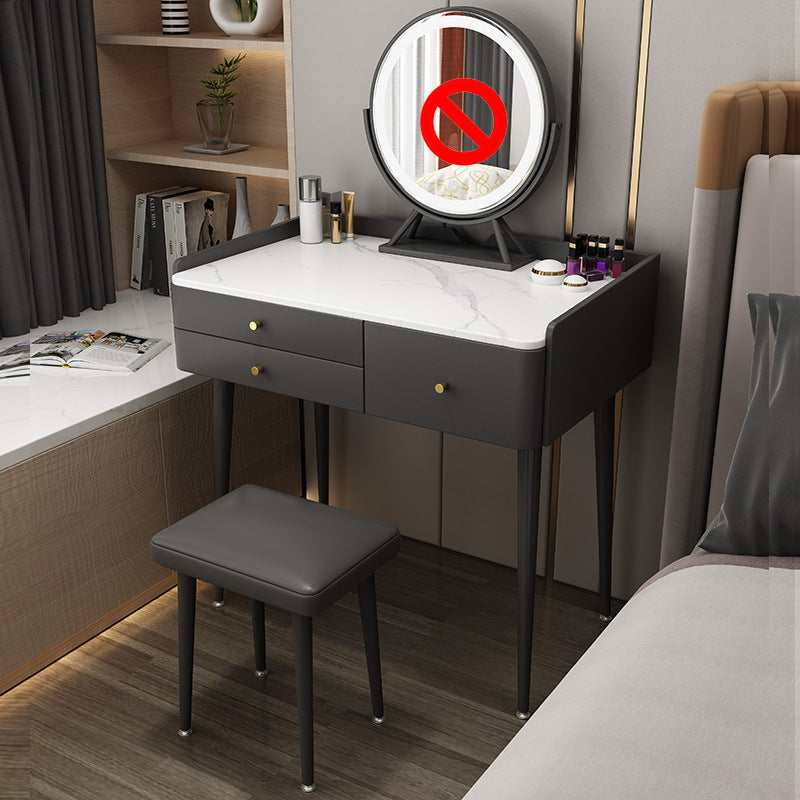 3 Drawers Make-up Vanity with Stool Stone Top Modern Dressing Table