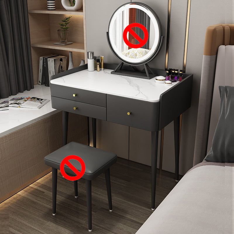 3 Drawers Make-up Vanity with Stool Stone Top Modern Dressing Table
