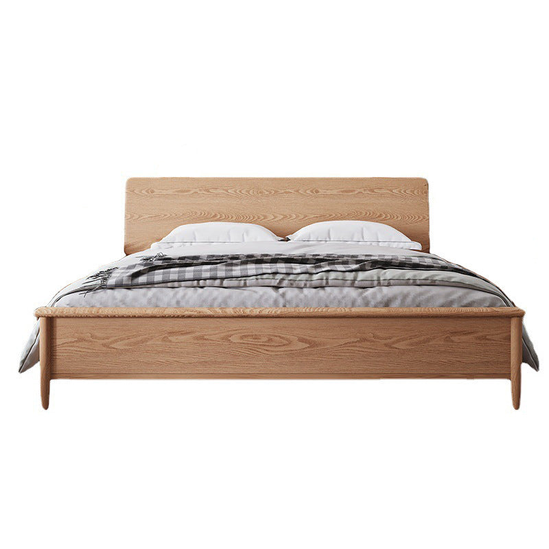Contemporary Standard Bed Espresso Solid Wood Panel Bed with Headboard