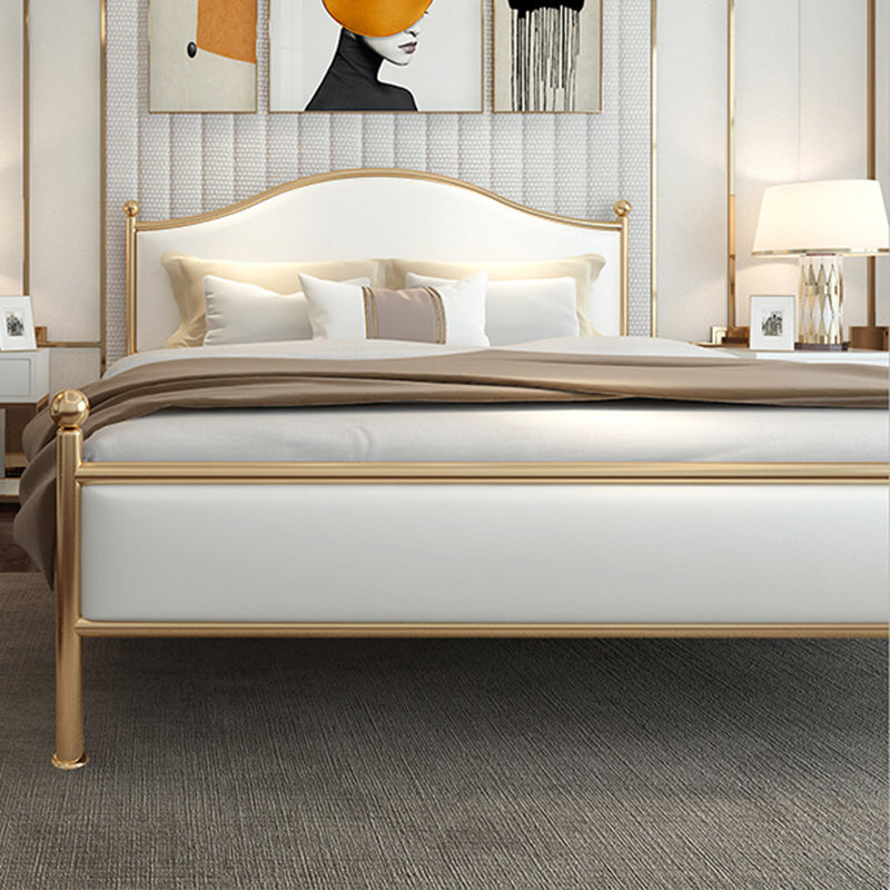 Contemporary Bed Frame Metal Standard Bed with Upholstered Headboard
