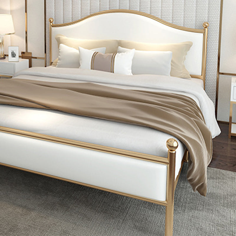 Contemporary Bed Frame Metal Standard Bed with Upholstered Headboard