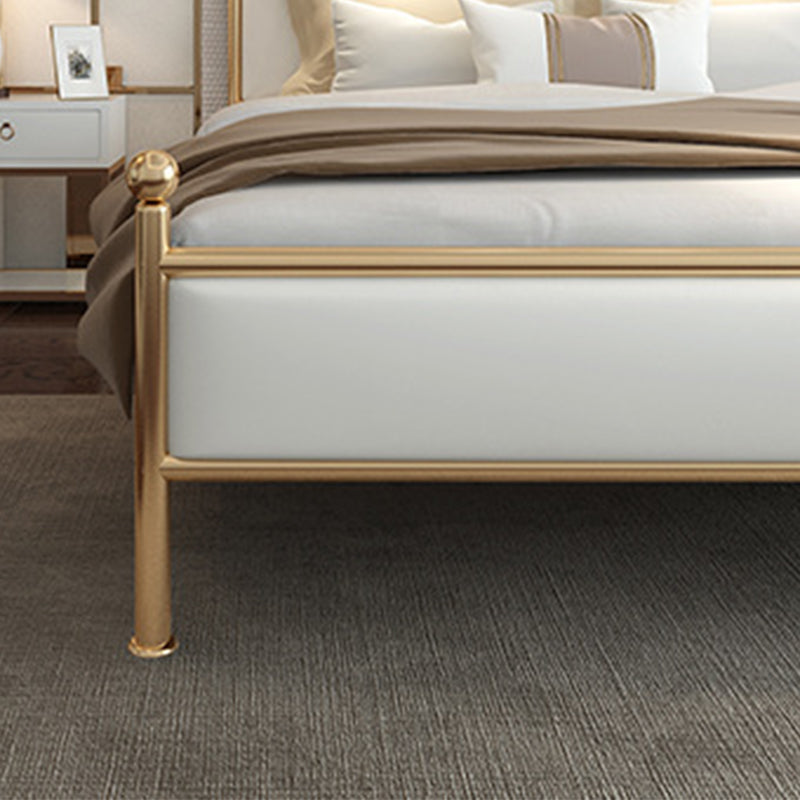 Contemporary Bed Frame Metal Standard Bed with Upholstered Headboard