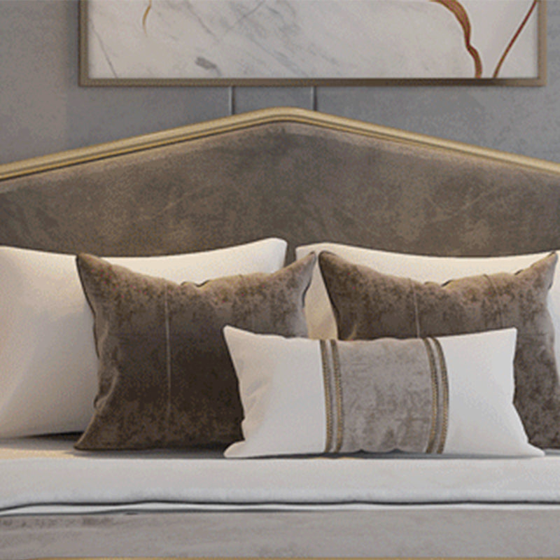 Modern Standard Bed Foam Slat Bed with Upholstered Headboard