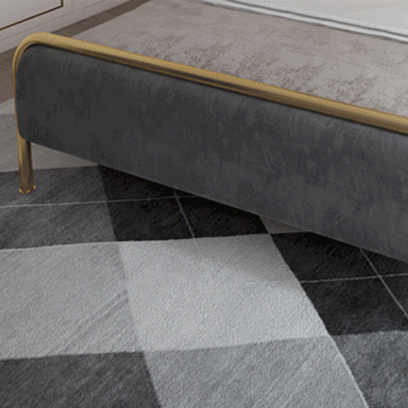 Modern Standard Bed Foam Slat Bed with Upholstered Headboard