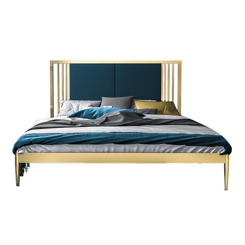 Glam Open-Frame Bed Foam Rectangular Standard Bed with Custom Gold Leg