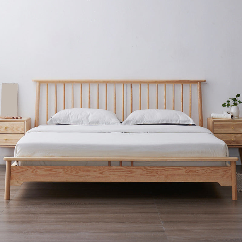 Solid Wood Open-Frame Bed Contemporary Ash Standard Bed with Legs