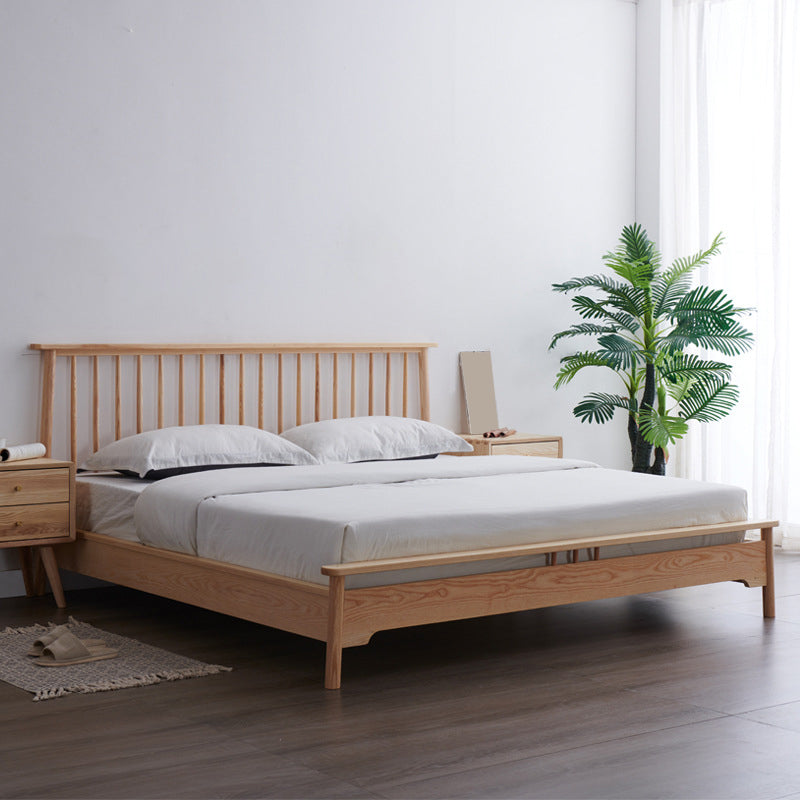 Solid Wood Open-Frame Bed Contemporary Ash Standard Bed with Legs