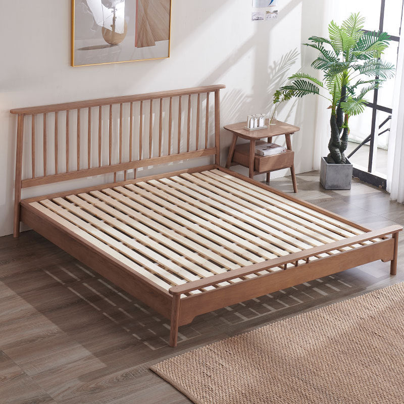 Solid Wood Open-Frame Bed Contemporary Ash Standard Bed with Legs