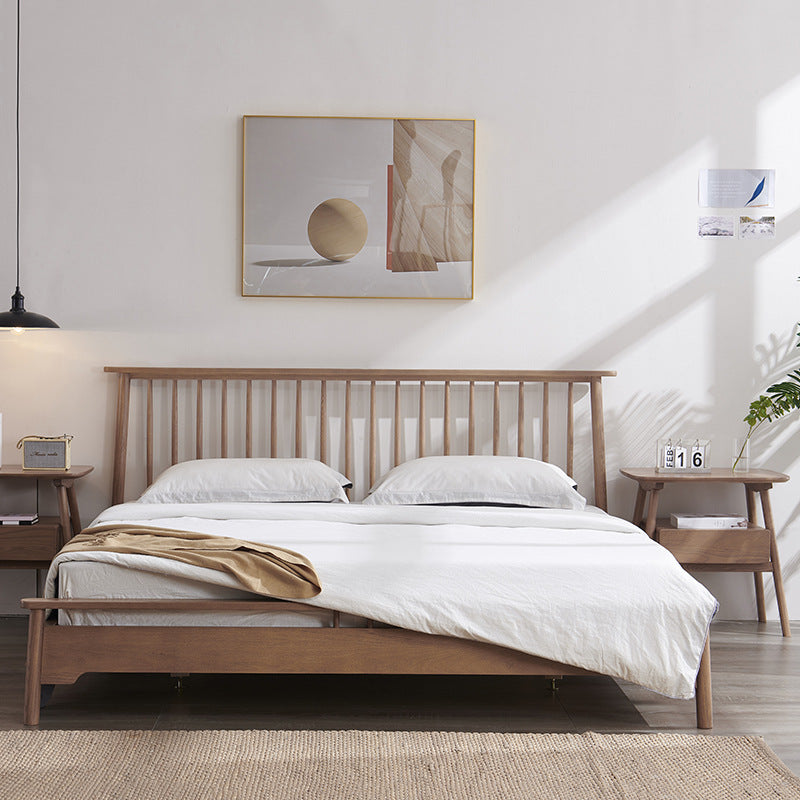 Solid Wood Open-Frame Bed Contemporary Ash Standard Bed with Legs
