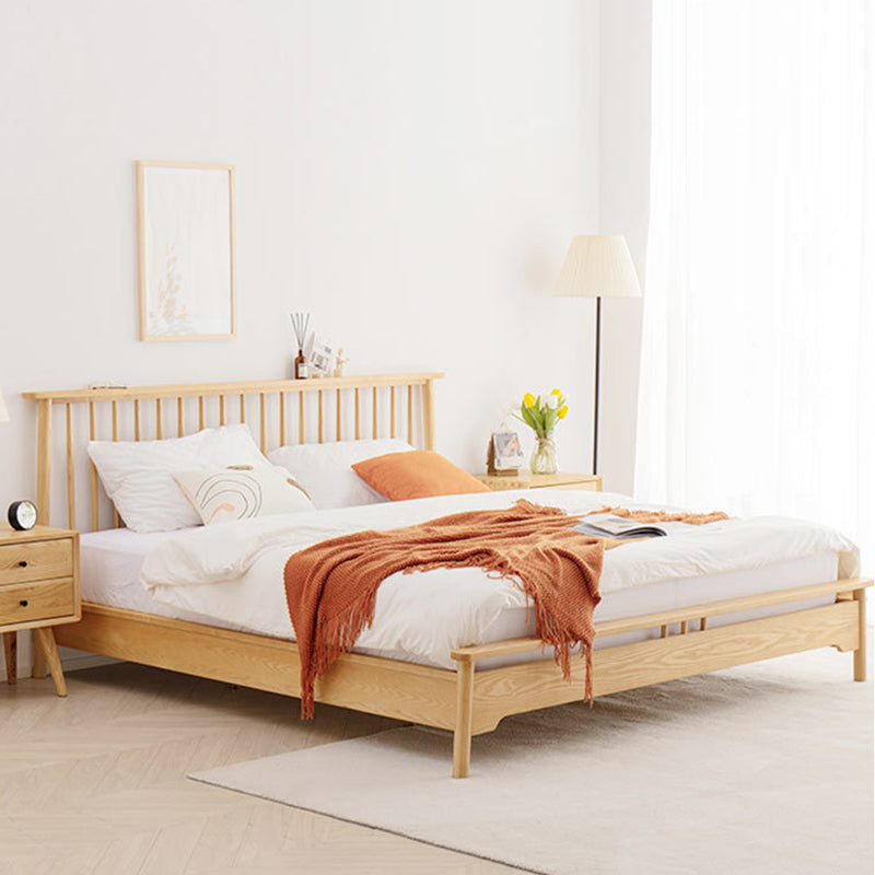Solid Wood Open-Frame Bed Contemporary Ash Standard Bed with Legs