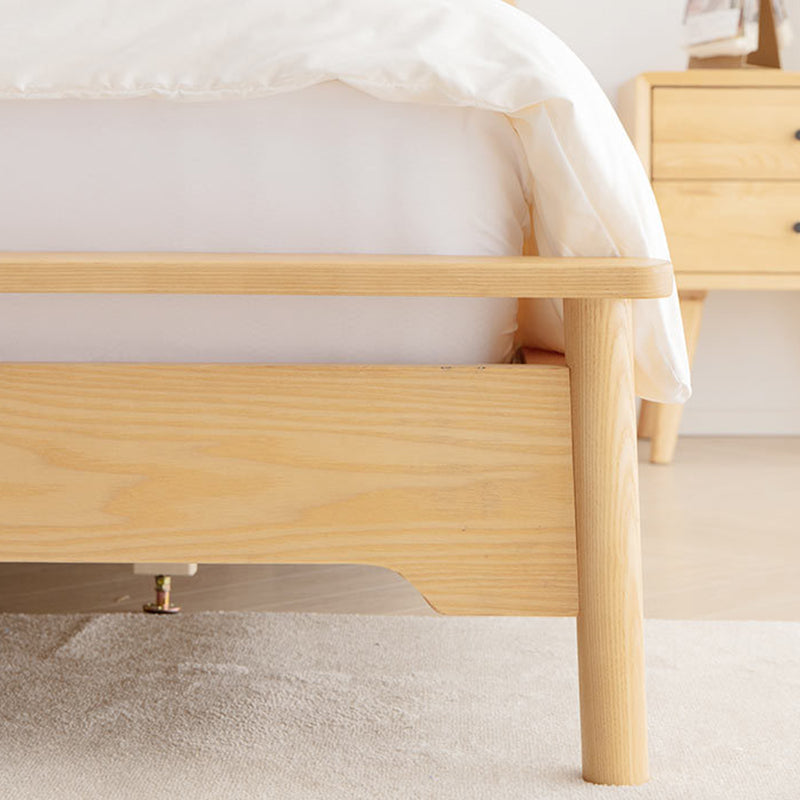 Solid Wood Open-Frame Bed Contemporary Ash Standard Bed with Legs