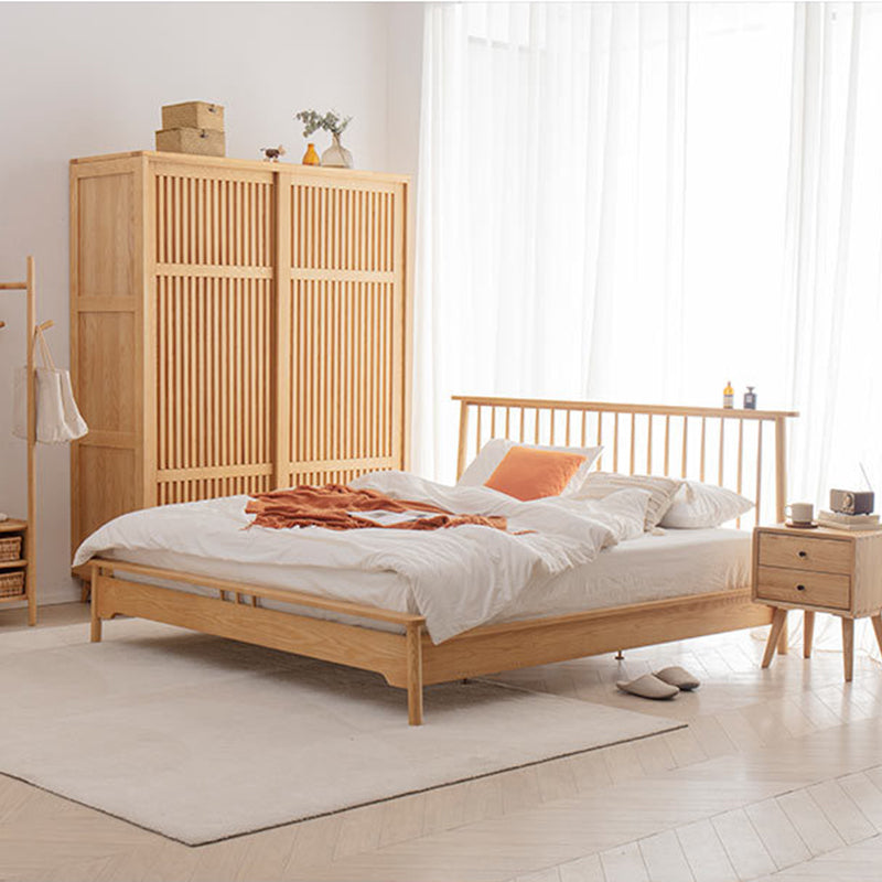 Solid Wood Open-Frame Bed Contemporary Ash Standard Bed with Legs