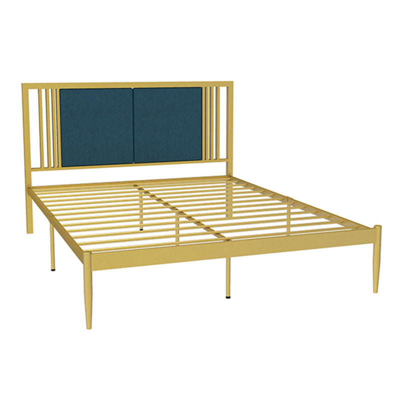 Glam Metal Standard Bed Rectangular Bed with Custom Gold Leg