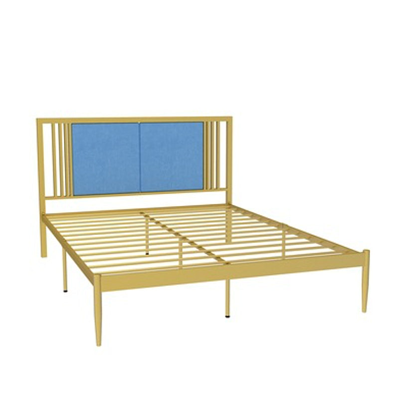 Glam Metal Standard Bed Rectangular Bed with Custom Gold Leg