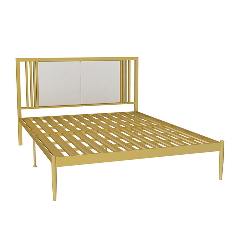 Glam Metal Standard Bed Rectangular Bed with Custom Gold Leg