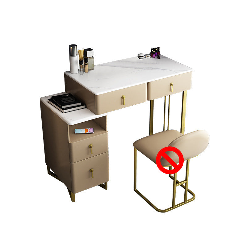 Glam Stone Vanity Table with 4 Storage Drawers 15.74" Wide Makeup Table