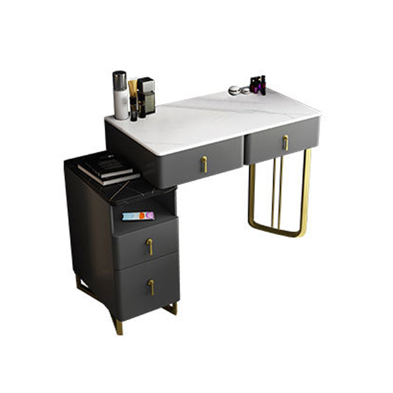 Glam Stone Vanity Table with 4 Storage Drawers 15.74" Wide Makeup Table