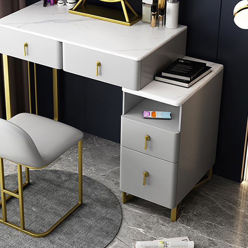 Glam Stone Vanity Table with 4 Storage Drawers 15.74" Wide Makeup Table