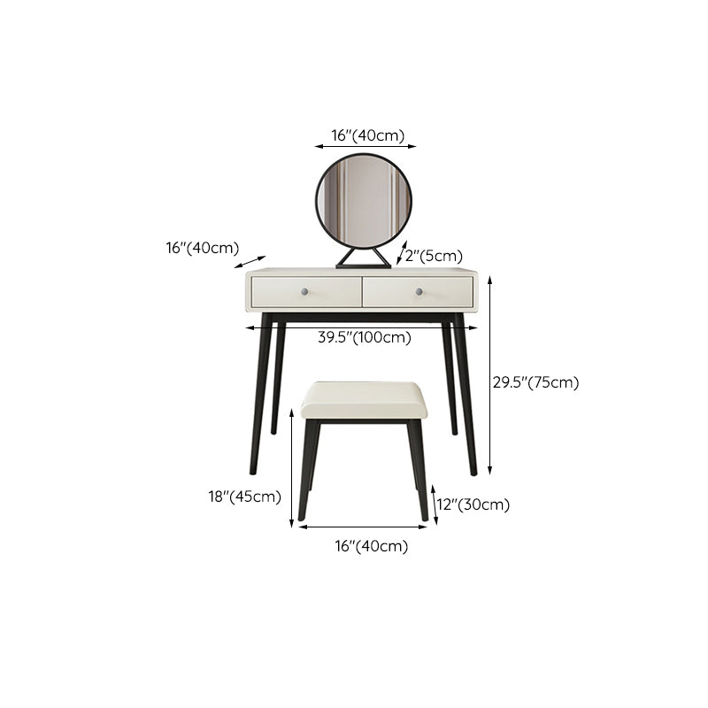 Wood White Makeup Table with 2 Drawers 15.74" Wide Vanity Tables for Bedroom