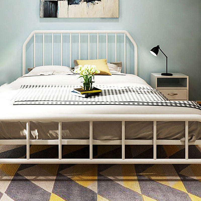 Solid Color Metal Open-Frame Bed Glam Slat Bed with Headboard