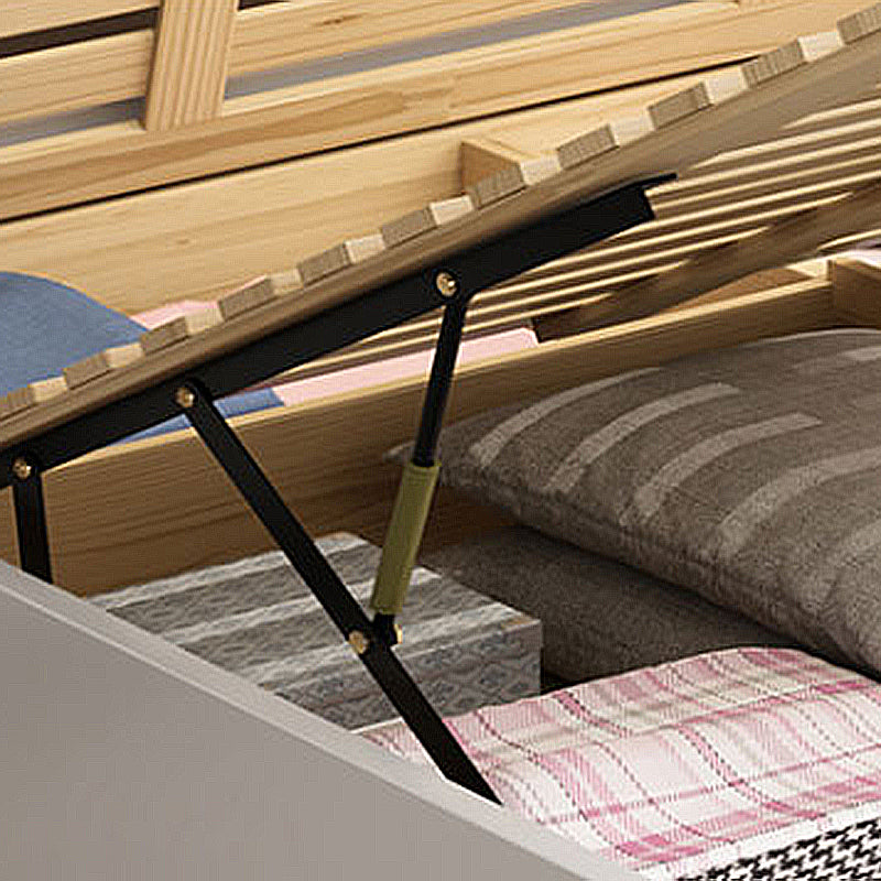 Mid-Century Modern White Platform Bed Frame Solid Wood Platform Bed