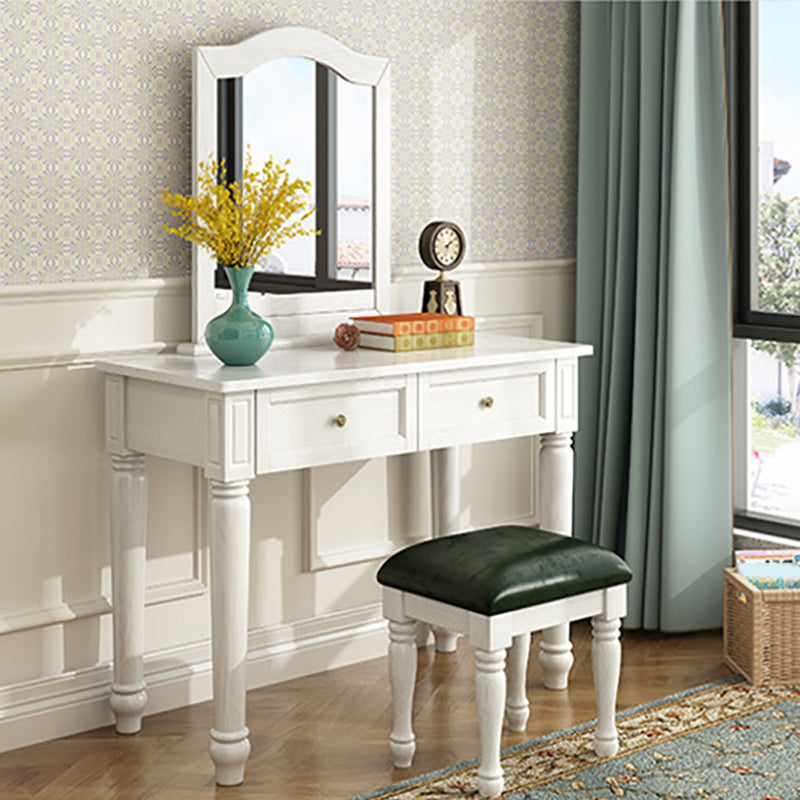 18.50" Wide Solid Wood Vanity Set with Mirror and Drawer Traditional Make-up Vanity