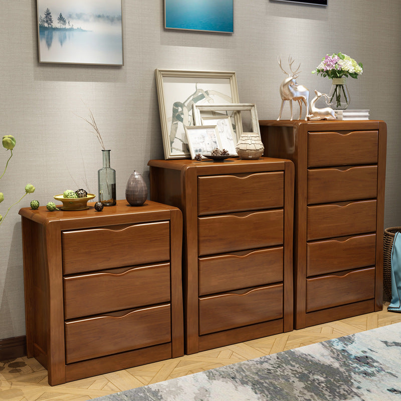 Mid-Century Modern Accent Chest with Drawers in Brown Rubberwood