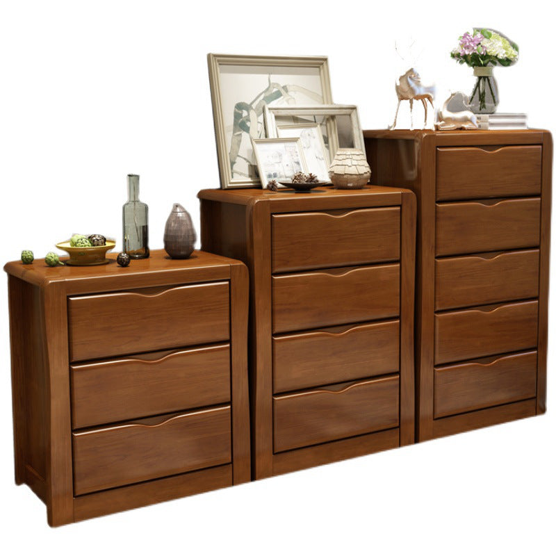 Mid-Century Modern Accent Chest with Drawers in Brown Rubberwood