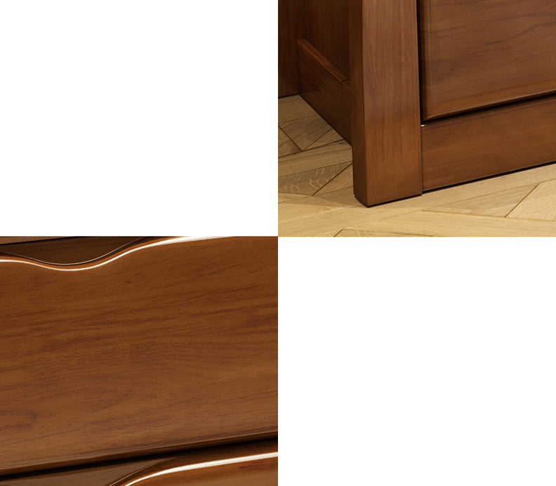 Mid-Century Modern Accent Chest with Drawers in Brown Rubberwood