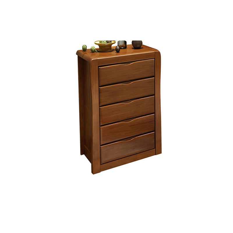Mid-Century Modern Accent Chest with Drawers in Brown Rubberwood