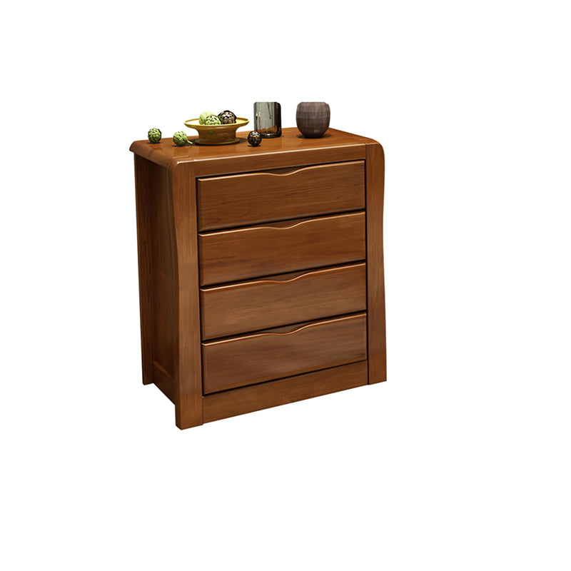 Mid-Century Modern Accent Chest with Drawers in Brown Rubberwood