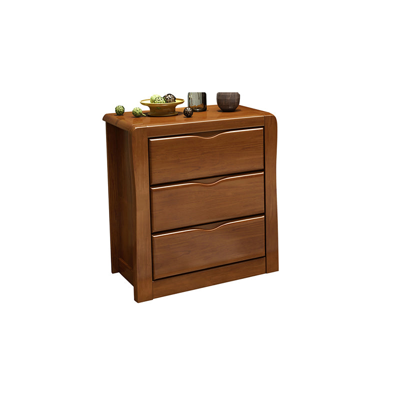 Mid-Century Modern Accent Chest with Drawers in Brown Rubberwood