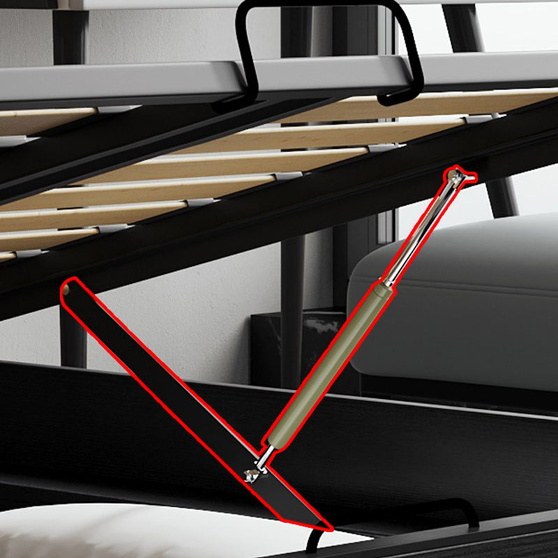 Upholstered Headboard Standard Bed Mid-Century Modern Panel Bed Dark Grey