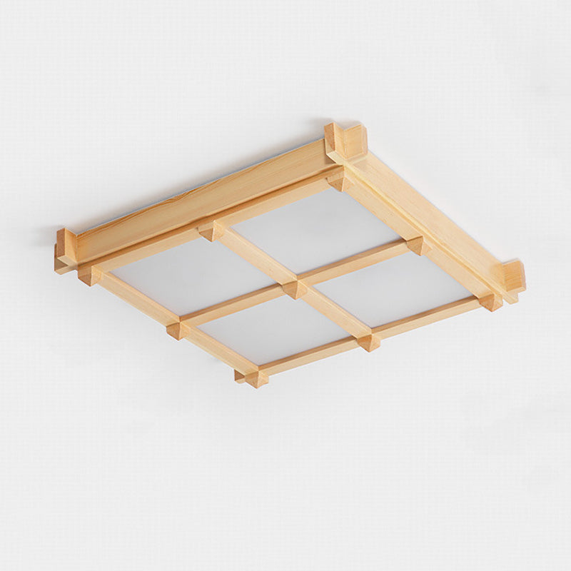 Square Flush Mount Minimalism Wood Flush Mount Light for Dining Room