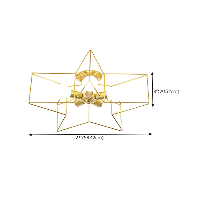 Star Shape Flush Mount Ceiling Fixture Modern Flush Ceiling Lights in Gold
