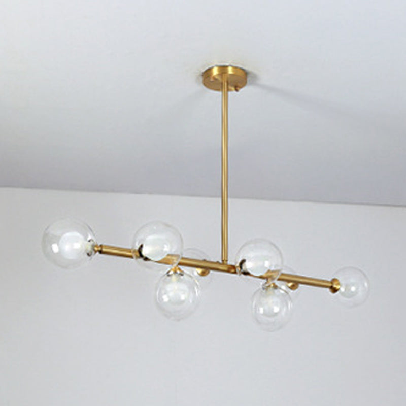 8-Lights Linear Hanging Ceiling Light Modern Glass Hanging Lamp Kit