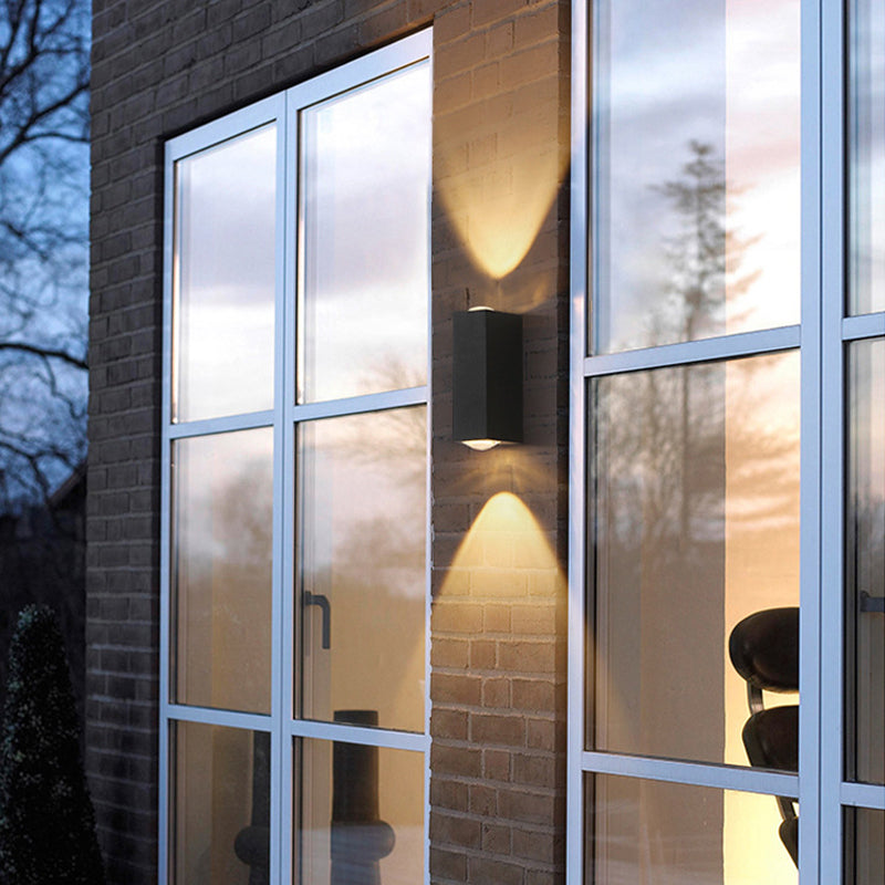 Contemporary Rectangular Wall Sconce Metal 2 Lights Wall Light in Black