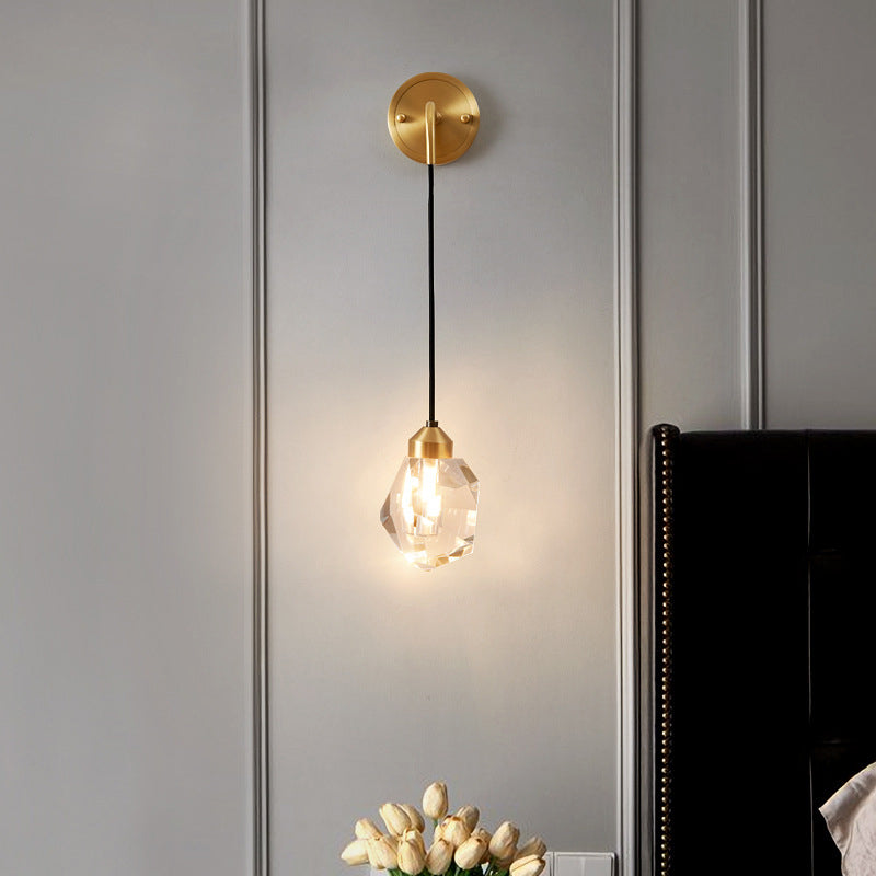 Contemporary Wall Sconce Crystal and Brass Sconce Lighting for Hallway