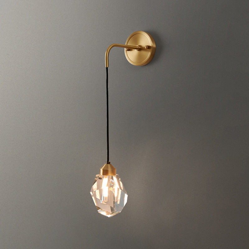 Contemporary Wall Sconce Crystal and Brass Sconce Lighting for Hallway