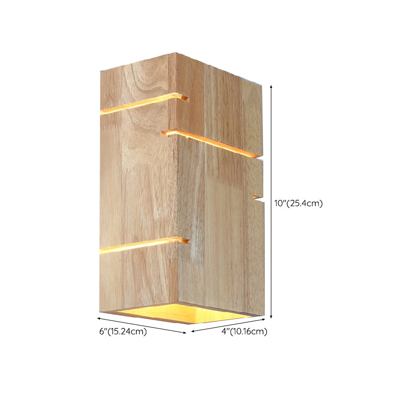 Wood Rectangular Wall Mounted Light Modern 2 Lights Wall Mounted Light Fixture