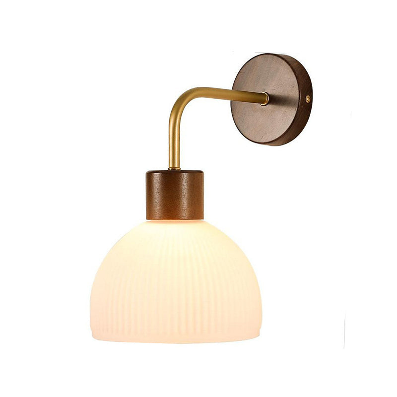 Glass Bowl Shape Wall Light Modern Style 1 Light Wall Light Sconce in Brown
