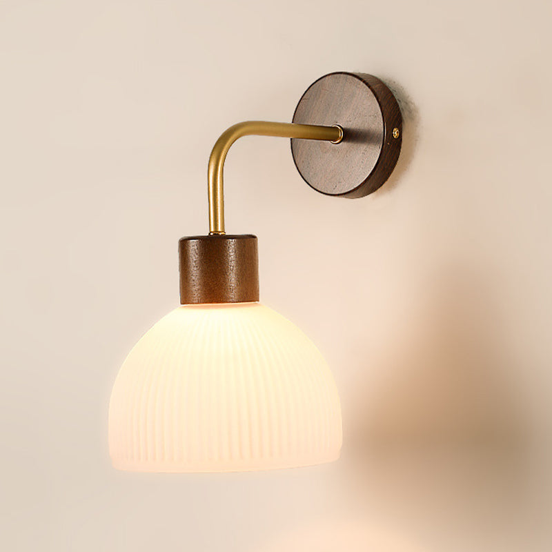 Glass Bowl Shape Wall Light Modern Style 1 Light Wall Light Sconce in Brown
