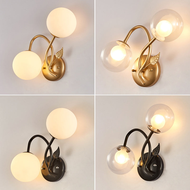 Industrial Style Ball Wall Sconce Glass 2 Light Sconces for Dining Room