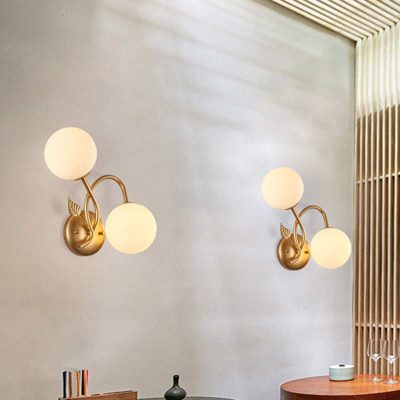 Industrial Style Ball Wall Sconce Glass 2 Light Sconces for Dining Room