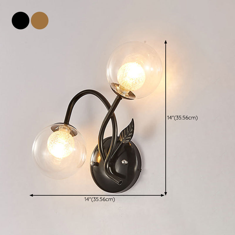 Industrial Style Ball Wall Sconce Glass 2 Light Sconces for Dining Room