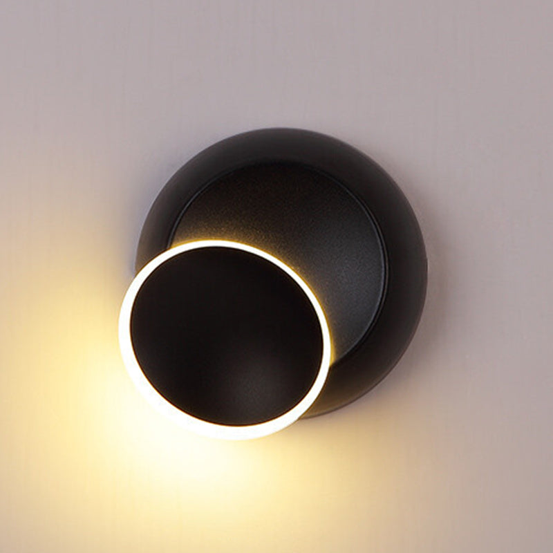Round Disc Shape Wall Lamp Modern Style Acrylic 1 Light Sconce in Black / White