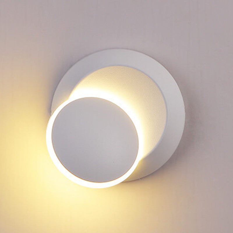 Round Disc Shape Wall Lamp Modern Style Acrylic 1 Light Sconce in Black / White